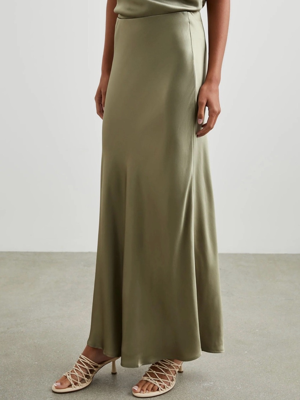 Rails Romina Mermaid Satin Maxi Skirt XS Champagne Taupe Bias Cut NWT